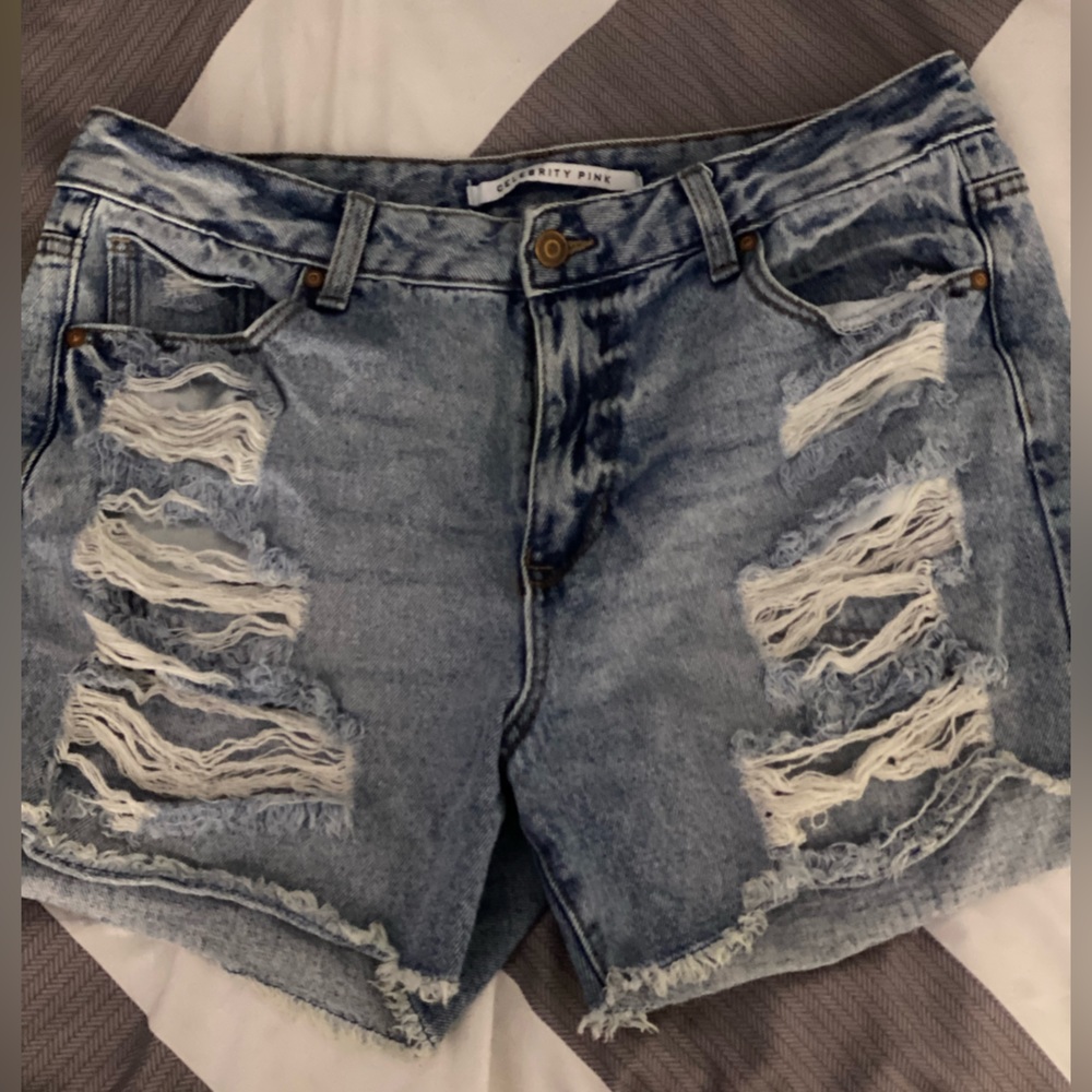 Super Cute Light Blue Ripped Jean Shorts